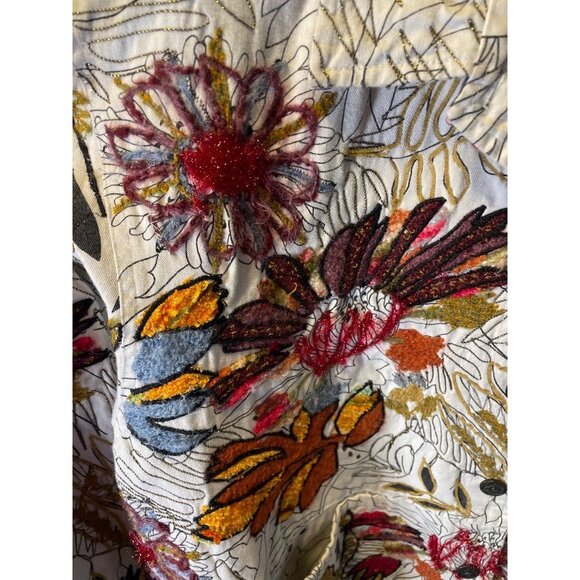 Chico's Garden Bloom Roadster Embroidered Denim Jacket Sz XL - Picture 5 of 12